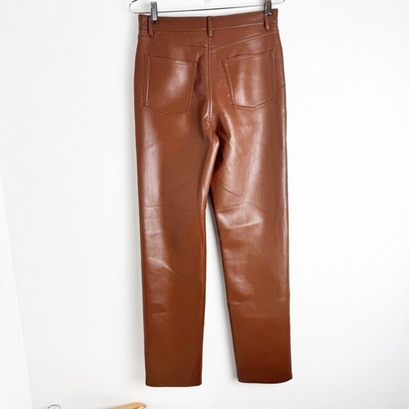 Aritzia Wilfred Melina Pant in Japanese vegan leather congac tan size 6 - Picture 5 of 8
